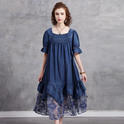 Vestido Midi Retro Francés con Encaje y Volantes - Talla Grande Verano - Image 10