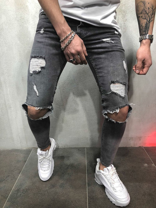 Pantalones Vaqueros Rotos Modernos para Hombre - Image 8