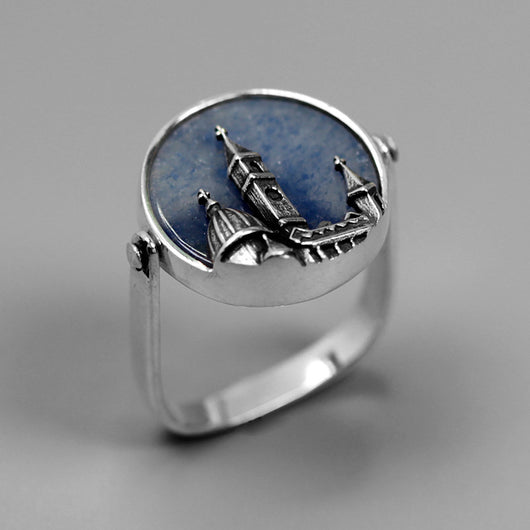 Anillo de Plata 925 con Aventurina y Relieve de Iglesia Europea Florencia - Image 10