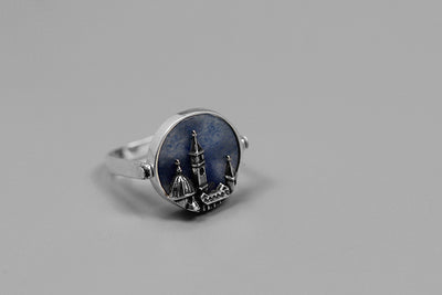 Anillo de Plata 925 con Aventurina y Relieve de Iglesia Europea Florencia - Image 5