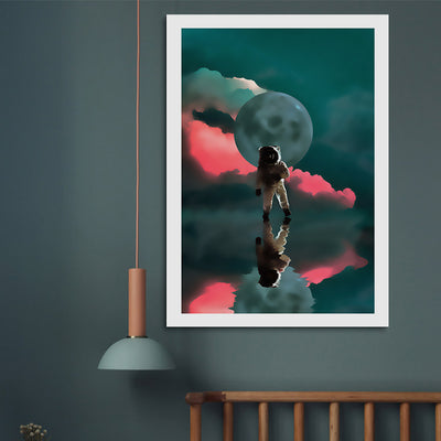 Cuadro Astronauta en la Luna - Lienzo Decorativo para Habitación de Niños