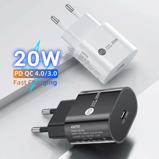 Cargador Rápido 20W USB-C para Celulares - Carga en 9V 2.2A