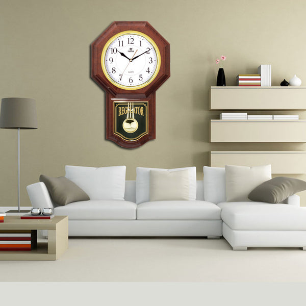 Reloj de Pared Estilo Chino Retro con Péndulo y Música para Sala de Estar