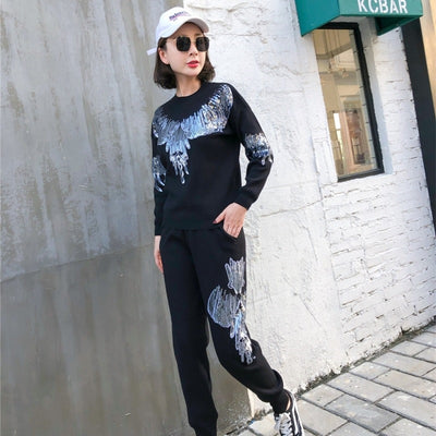 Conjunto Dos Piezas Bordado con Lentejuelas Estilo Hong Kong para Mujer - Image 3