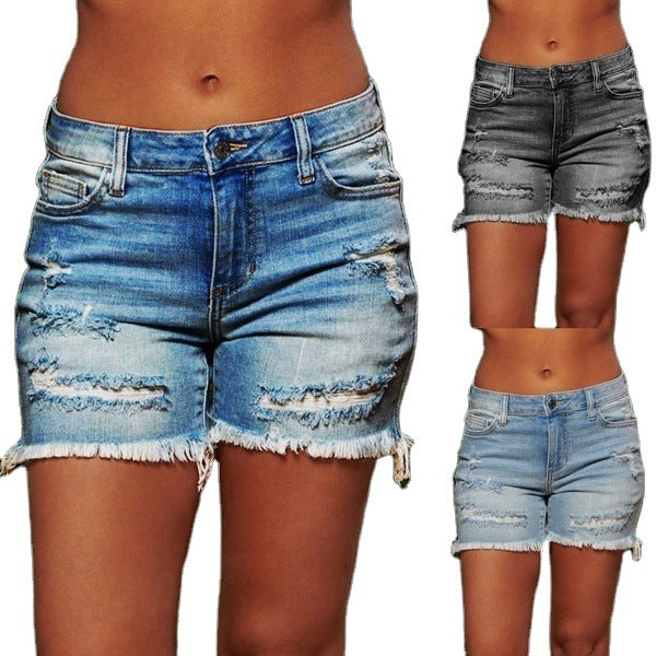 Shorts Vaqueros Rotos con Flecos y Máxima Elasticidad para Mujer