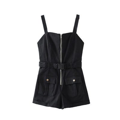Mono Corto Mujer con Tirantes y Cintura Ancha Ajustable - Image 7
