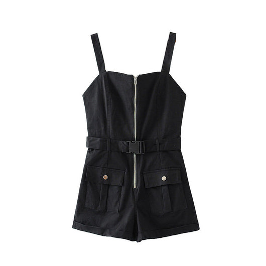 Mono Corto Mujer con Tirantes y Cintura Ancha Ajustable - Image 7