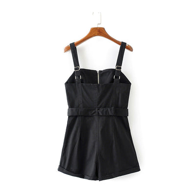 Mono Corto Mujer con Tirantes y Cintura Ancha Ajustable - Image 9