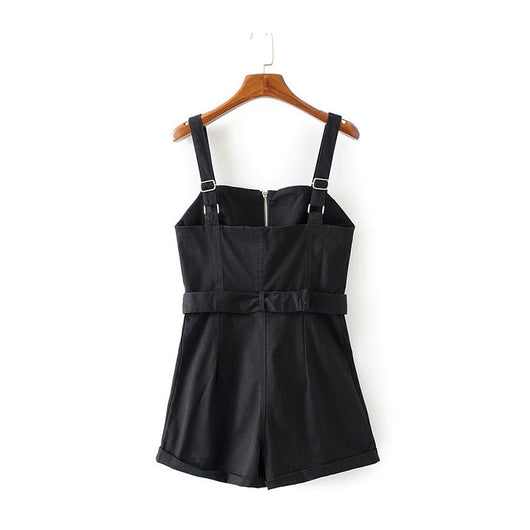 Mono Corto Mujer con Tirantes y Cintura Ancha Ajustable - Image 6