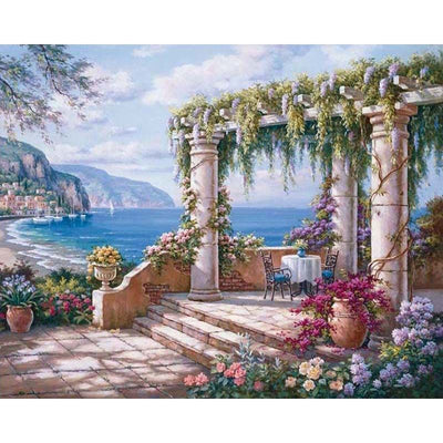 Hermoso Kit de Pintura al Óleo Paisaje Marino por Números