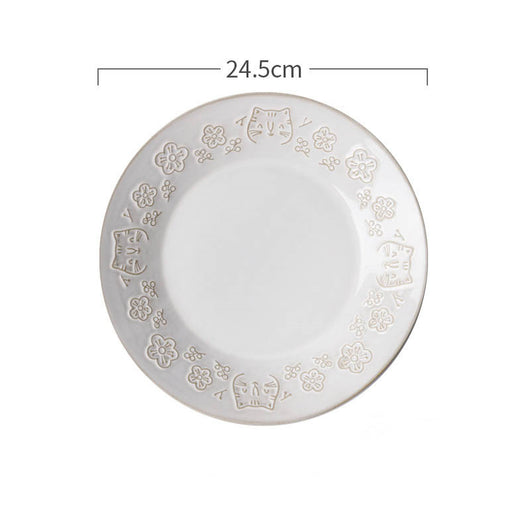 Tazón de Cerámica Gato Blanco Retro con Relieve Decorativo - Image 19