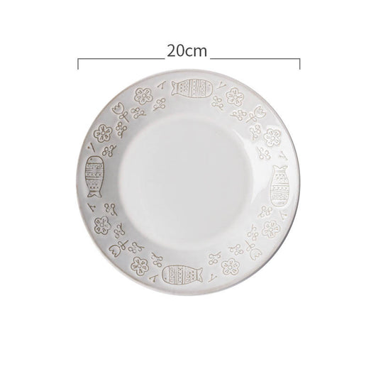Tazón de Cerámica Gato Blanco Retro con Relieve Decorativo - Image 9