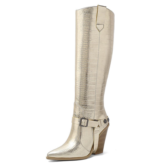Botas Altas Sexy Talle Grande con Tacón Alto y Detalles Remachados - Image 8