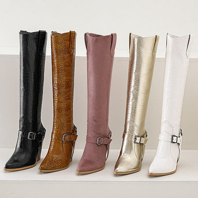 Botas Altas Sexy Talle Grande con Tacón Alto y Detalles Remachados - Image 9