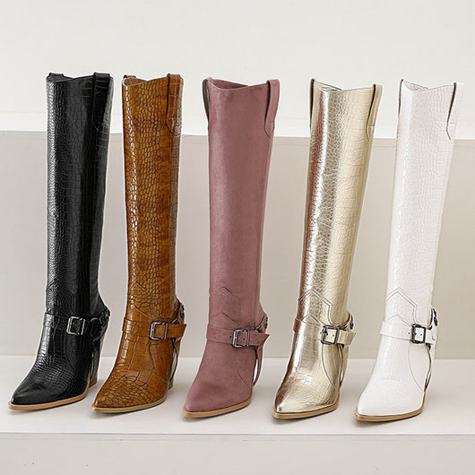 Botas Altas Sexy Talle Grande con Tacón Alto y Detalles Remachados - Image 9