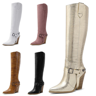 Botas Altas Sexy Talle Grande con Tacón Alto y Detalles Remachados - Image 11