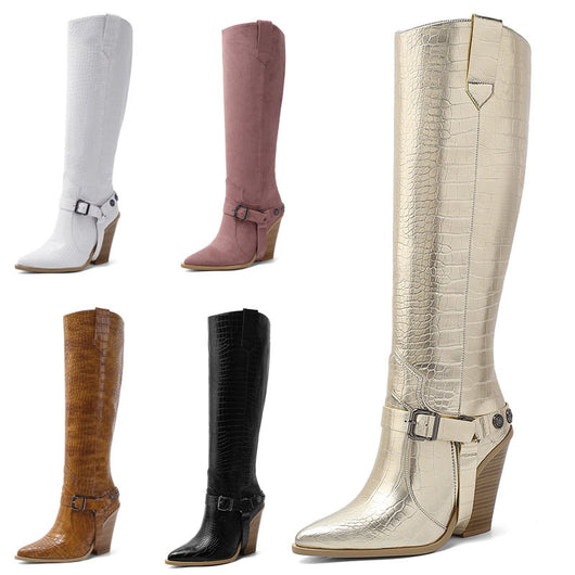 Botas Altas Sexy Talle Grande con Tacón Alto y Detalles Remachados - Image 11