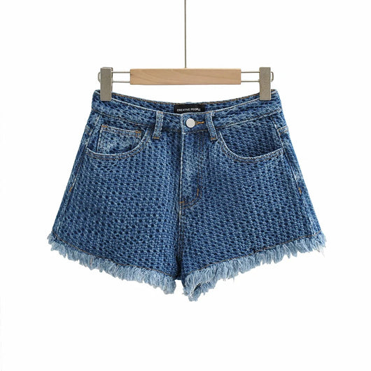 Shorts Denim Irregular Deshilachado Cintura Baja para Mujer - Image 9