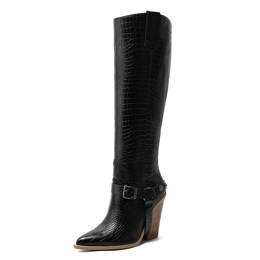 Botas Altas Sexy Talle Grande con Tacón Alto y Detalles Remachados - Image 2