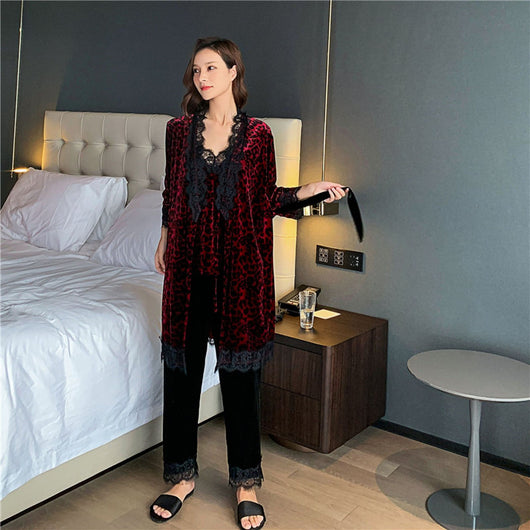 Conjunto Sensual Estampado Leopardo - Lencería Camisón Tres Piezas - Image 10