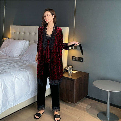 Conjunto Sensual Estampado Leopardo - Lencería Camisón Tres Piezas - Image 5