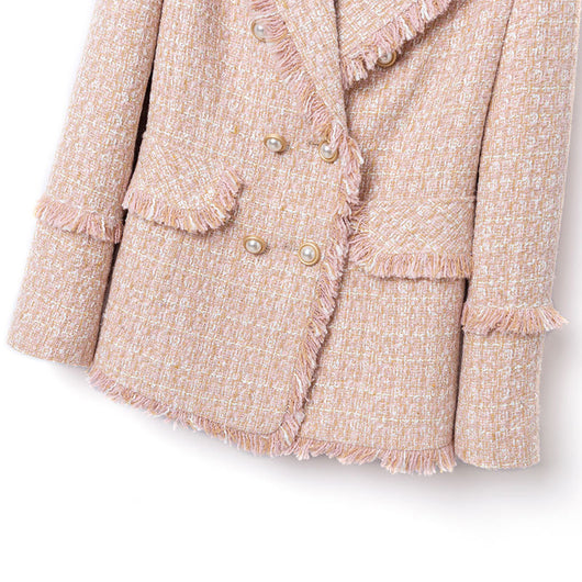 Blazer Tweed Mujer Cuello Solapa Corta Retro Elegante - Image 6
