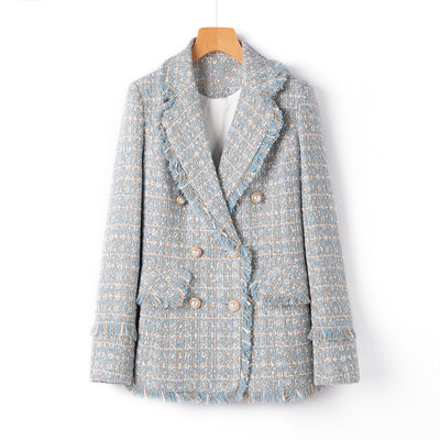 Blazer Tweed Mujer Cuello Solapa Corta Retro Elegante - Image 10