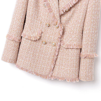 Blazer Tweed Mujer Cuello Solapa Corta Retro Elegante - Image 5