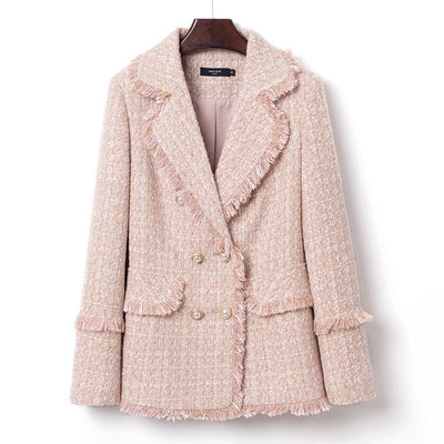 Blazer Tweed Mujer Cuello Solapa Corta Retro Elegante - Image 2