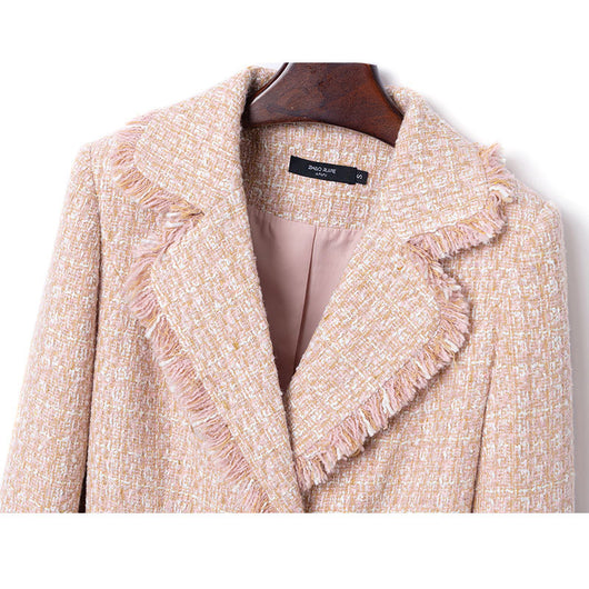 Blazer Tweed Mujer Cuello Solapa Corta Retro Elegante - Image 4