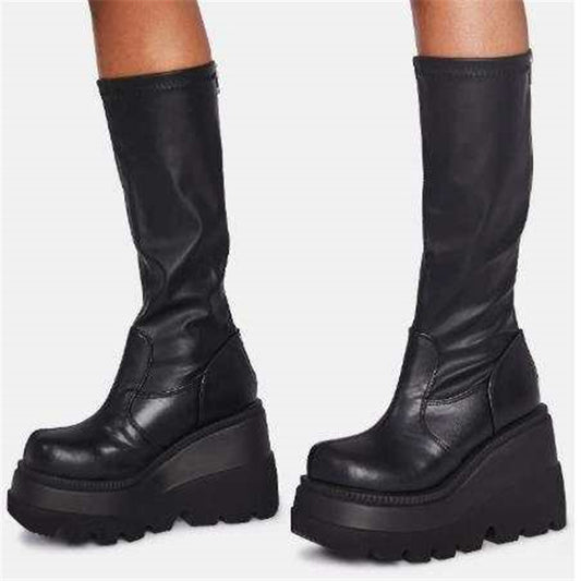 Botas de Plataforma Gruesa para Mujer - Estilo Europeo Otoño Talla Grande