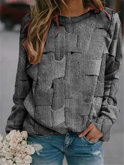Suéter Holgado Estampado Cuello Redondo Manga Larga para Mujer