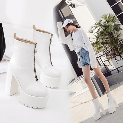 Botas Altas Invierno Tacón Grueso Plataforma Impermeables Estilo Europeo - Image 8