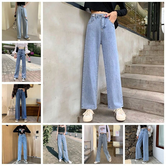 Jeans Talle Alto Coreanos para Mujer - Corte Ancho Elegante y Moderno