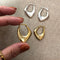 Aretes Geométricos Chapados en Oro Real con Plata 925 - Diseño Minimalista Moderno