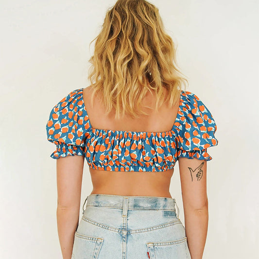 Blusa Estampado Helado Escote Bajo Cordones Manga Corta Verano - Image 2