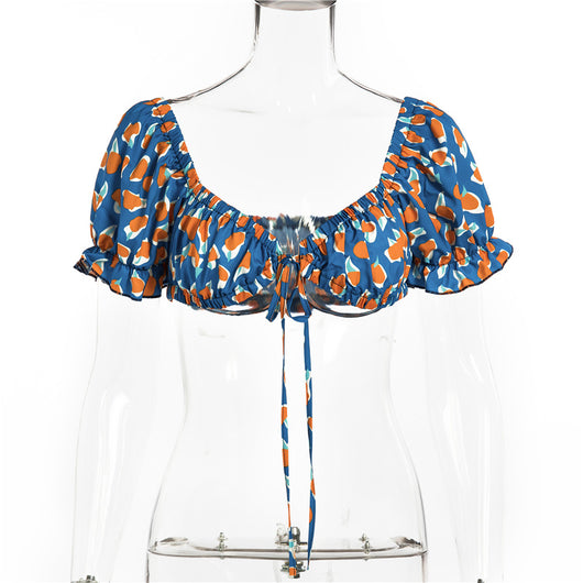 Blusa Estampado Helado Escote Bajo Cordones Manga Corta Verano - Image 5
