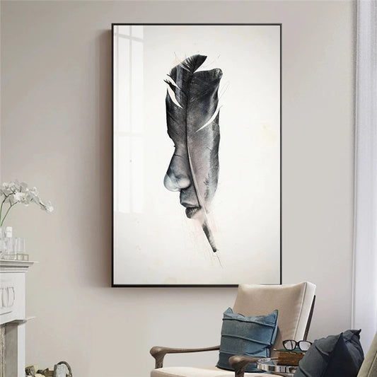 Cuadro Abstracto Minimalista en Blanco y Negro - Arte Decorativo de Pared