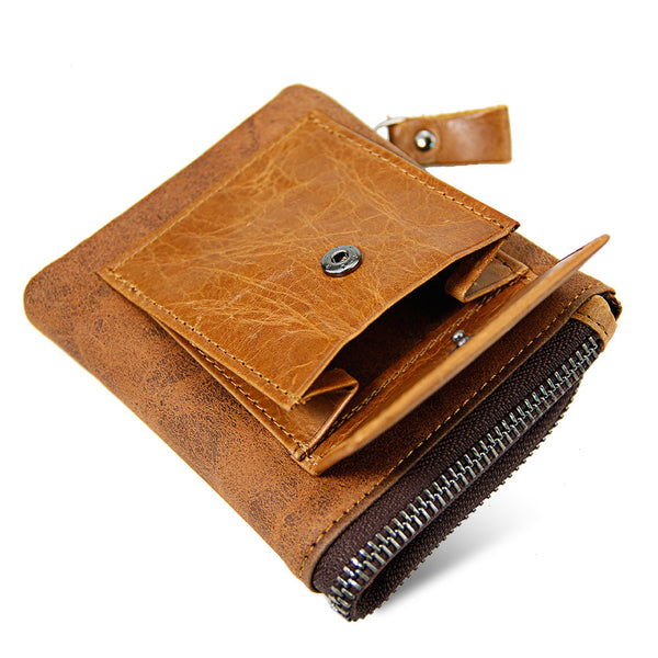 Billetera Vintage de Cuero para Hombre con Compartimentos Multifuncionales