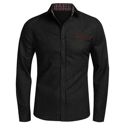 Camisa Casual de Manga Larga en Colores Sólidos para Hombre - Image 7