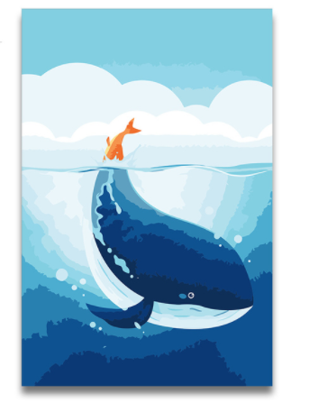 Pintura Digital de Ballena, Arte Infantil Oceánico - Image 8