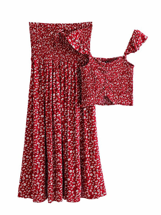 Vestido Dos Piezas con Mangas Hoja de Loto y Abertura Lateral - Image 10