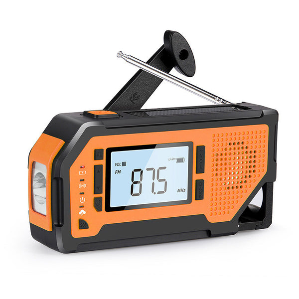 Linterna Solar de Emergencia Multifunción con Carga Manual y Radio