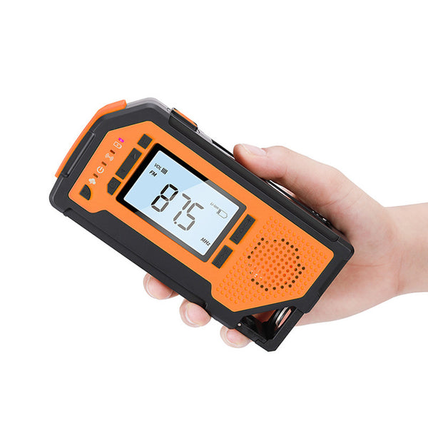 Linterna Solar de Emergencia Multifunción con Carga Manual y Radio