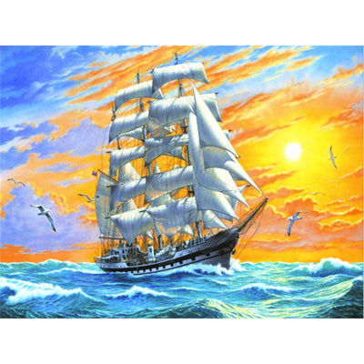 Barco en Paisaje Oceánico