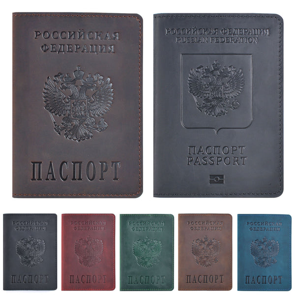 Cartera Pasaporte Cuero Retro - Organizador de Documentos de Viaje