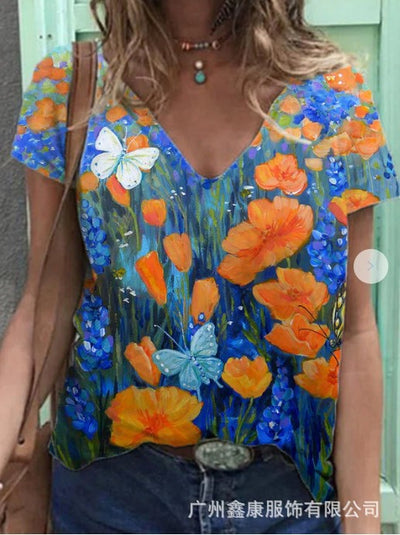 Camiseta Estampada Cuello V Manga Corta - Image 7