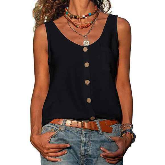 Chaleco Mujer Cuello V Botones Bolsillos - Diseño Versátil