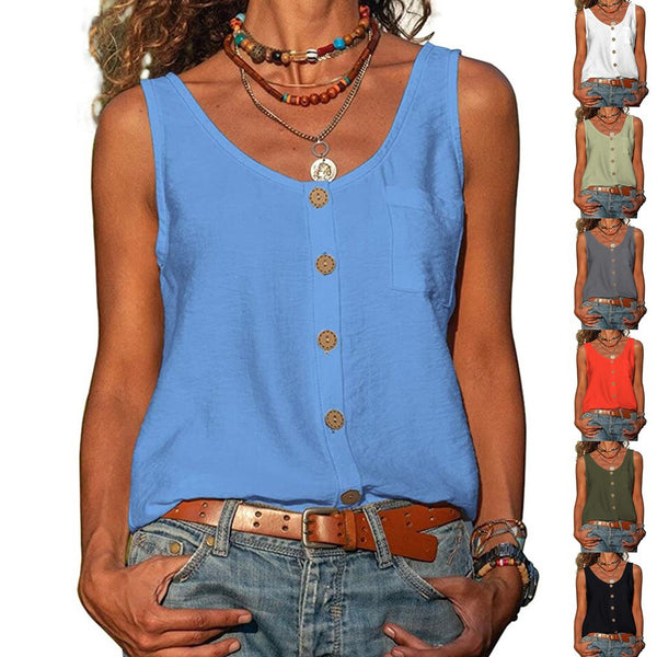 Chaleco Mujer Cuello V Botones Bolsillos - Diseño Versátil