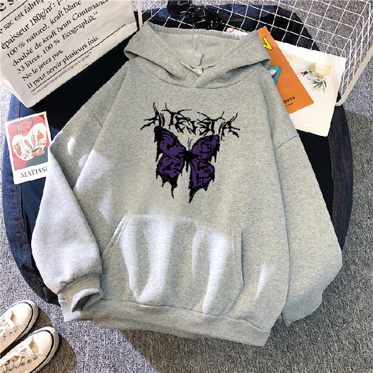 Sudadera Punk Mariposa Harajuku con Capucha Oscura - Image 7